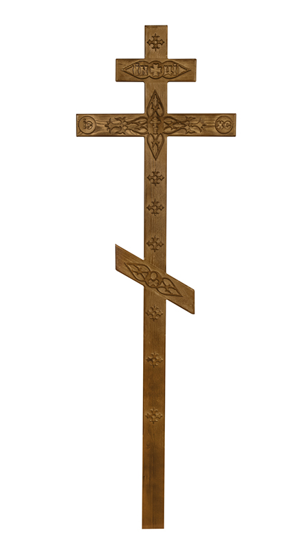 Крест сосновый КДС-06 с декором состаренный