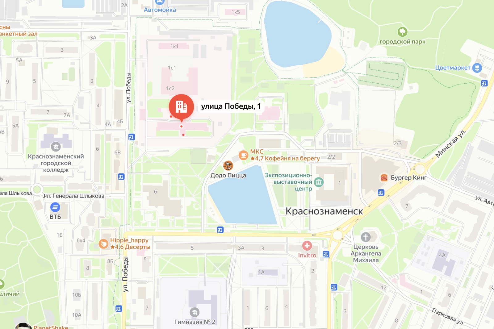 Карта проезда к моргу: Морг в Краснознаменске