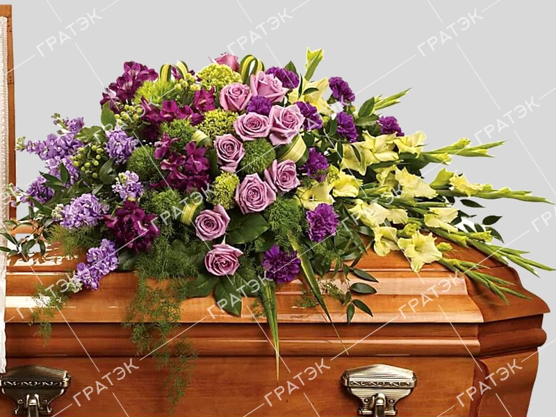 Кремационная композиция из живых цветов №10