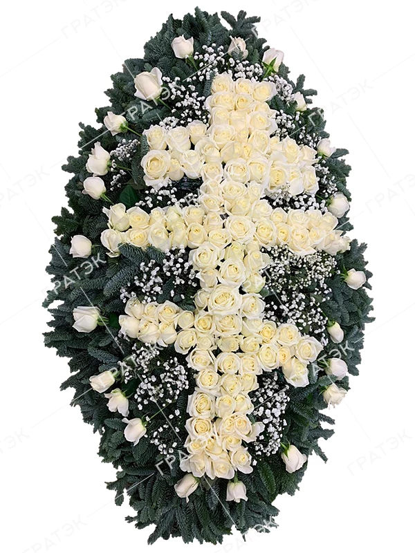 Венок Крест из живых цветов №45